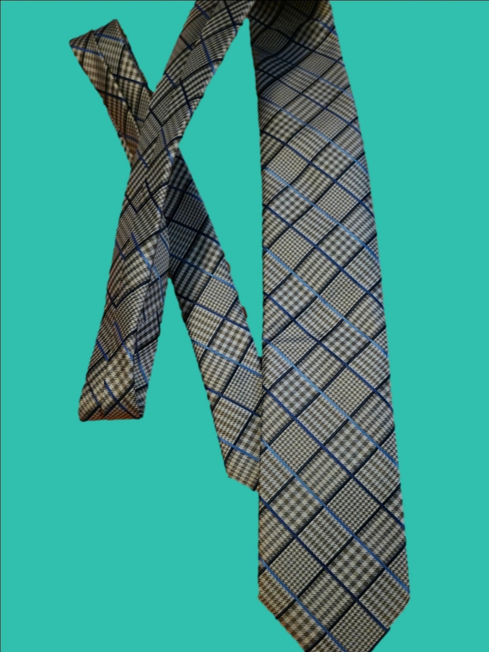 4/$97 Deal! ALFRED SUNG Gray Check Plaid Silk Tie Nwt